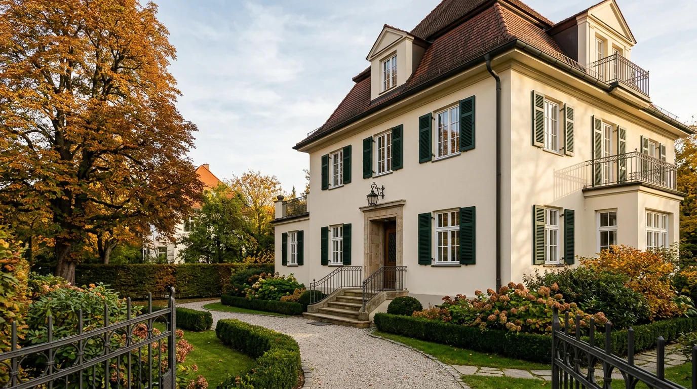 Villa in Bogenhausen im warmen Nachmittagslicht