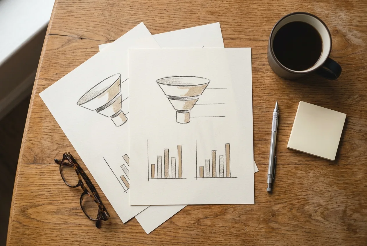 Gedruckter Vermarktungsplan mit Diagrammen von oben